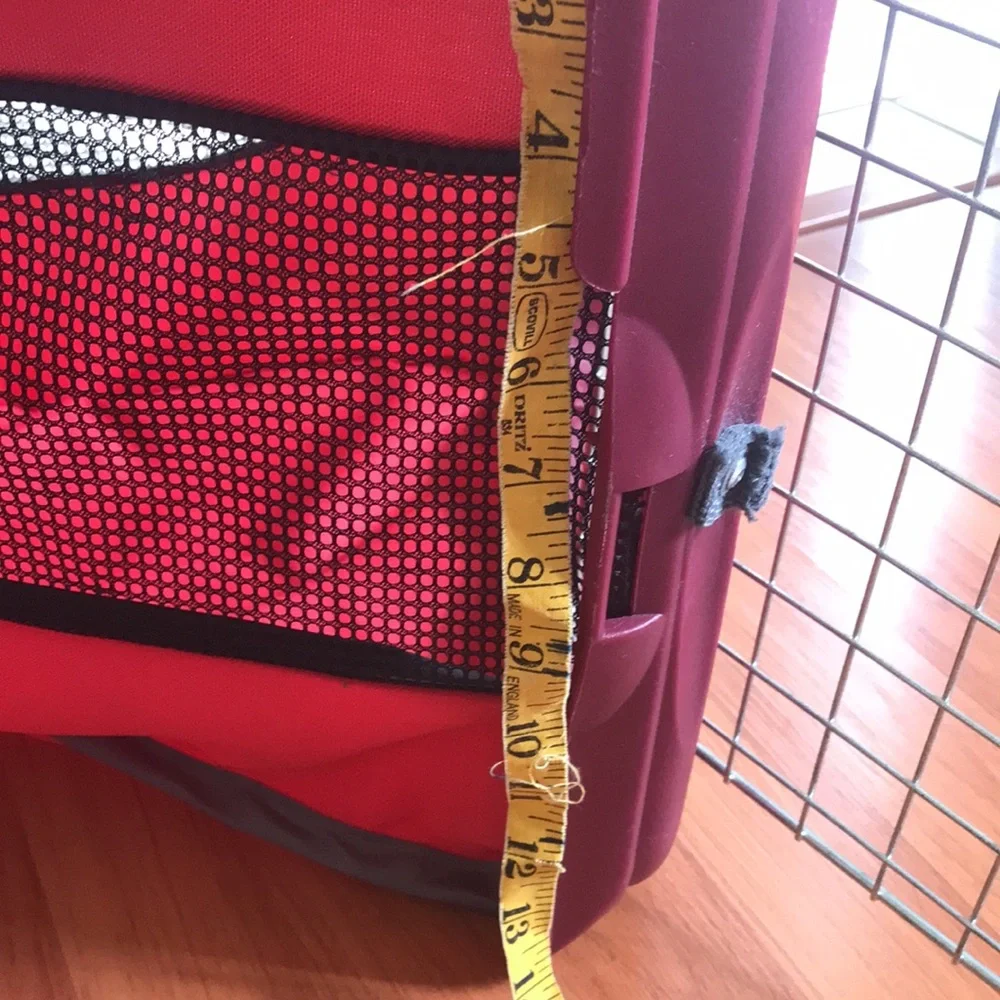 Red Pet Carrier with Metal Door